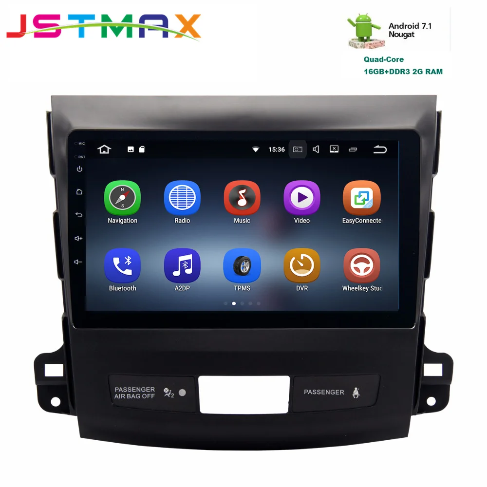 JSTMAX 9 Android 7 1 Car GPS radio Player for Mitsubishi Outlander 2007 2011 with Quad
