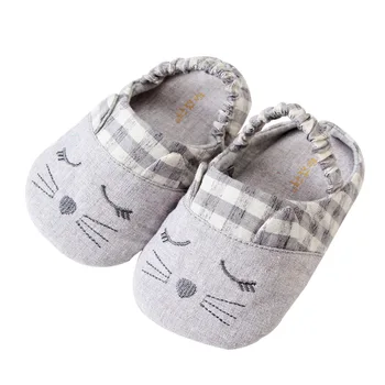 

2019 New Design Baby Slippers Infant Toddler Home Crib Shoes First Walkers Cartoon Cat Baby Booties