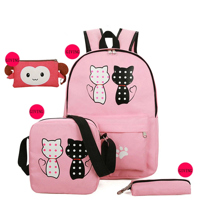 2017 New Canvas Backpack Wemen Japan And Korean Style Preppy Style High School Travel Backpack Embroidery