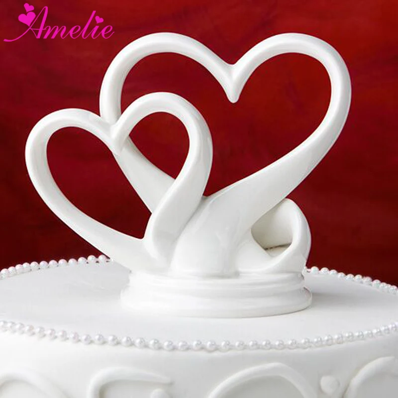 Wedding Decorations Cake Topper Cake Supplies Ceramic Double Heart