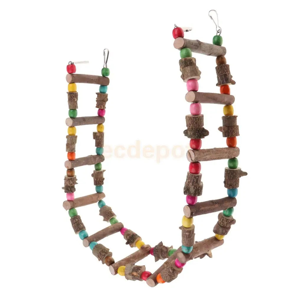 Bird Parrot Rat Hamster Chinchilla Toy, Wooden Ladder Bridge Swing Hanging Ladder Toy for Pet Trainning