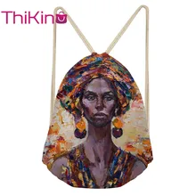 Thikin черная краска для девочек, повседневный мешок на завязках, сумка для женщин, дорожный рюкзак для малышей, мягкая женская пляжная сумка со шнурком