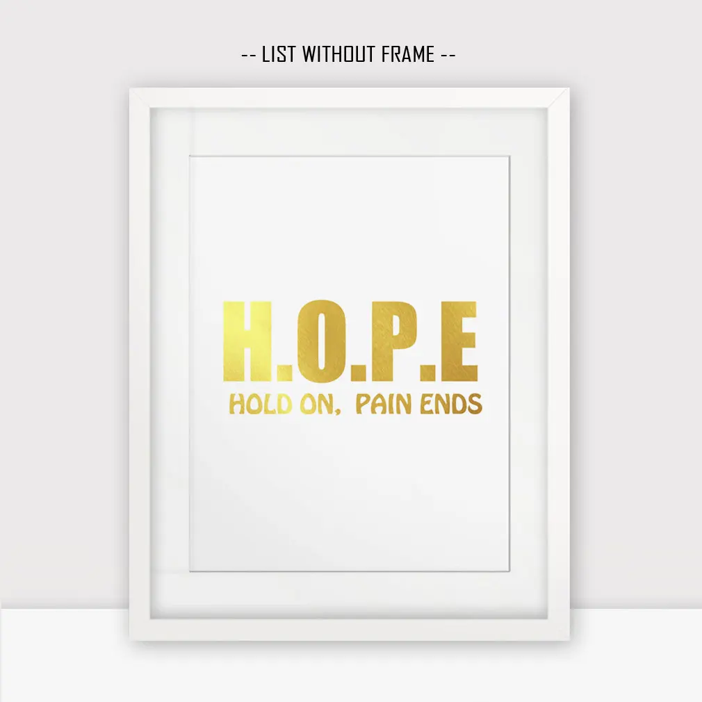 Gold Foil Hope Quotes Hold on Pain Ends Quote Luxury Gold Wall Home