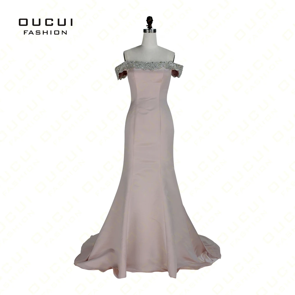 

Real Photos Nude Color Beading Handwork Sweetheart Mermaid Prom Dresses With Stones Party Gowns OL102898