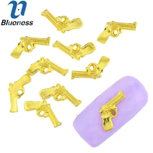 10 шт./лот Подвески Пистолет Дизайн 3d-блеск для ногтей золотые украшения из сплава DIY шпильки поставляет аксессуары для маникюра TN1796