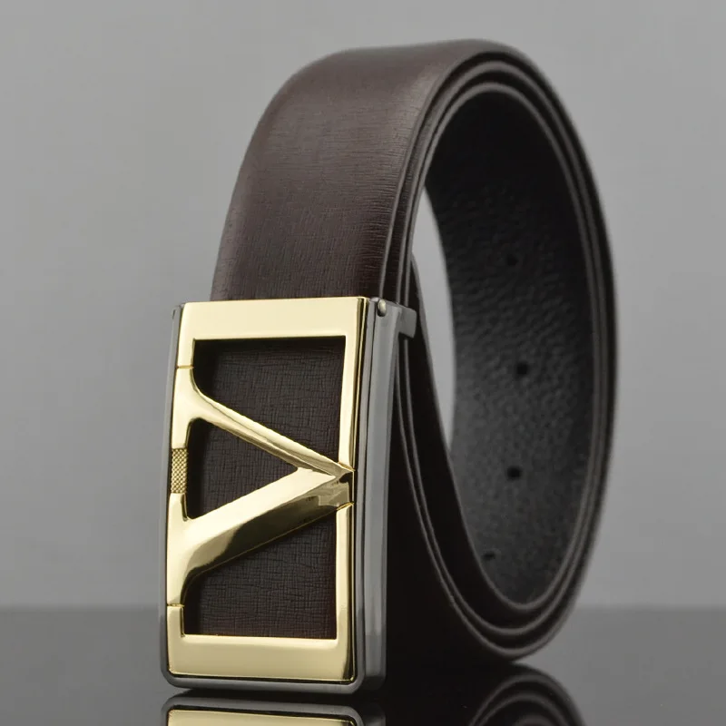 

Mens 100% Genuine Leather Belt Anti Scratch Metal Pin Buckle for Suit Jeans