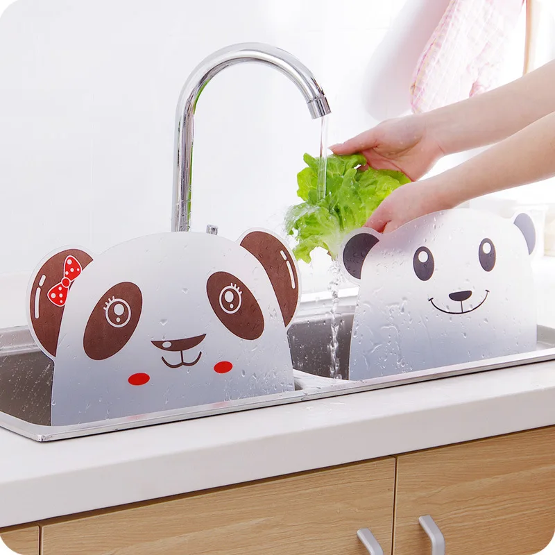 250pcs/lot Cute Panda Sucker Flap Sink Splash Water Impermeable Retaining Plate Splatter Screen Water Wash Basin Kitchen Tools