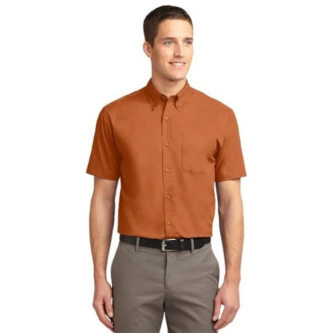 Port Authority TLS508 Mens Short Sleeve Easy Care Shirt Texas Orange & Light Stone - 4XL Tall