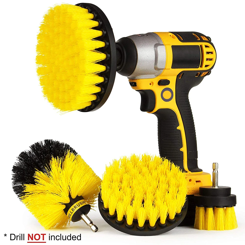 4Pcs/Set Yellow Electric Drill Brush Plastic Grout Power Scrubber