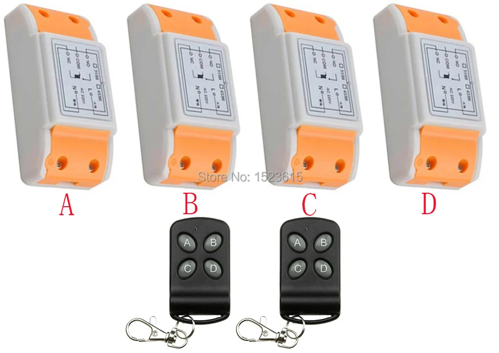 

NEW AC220V 1CH Wireless Remote Control System 2 transmitter and 4 receiver universal gate remote control /radio receiver