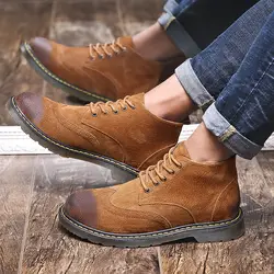 Для мужчин модная повседневная обувь на шнуровке Брендовая удобная мягкая прогулочная обувь Brock Винтаж кожа Мужская обувь Высокое