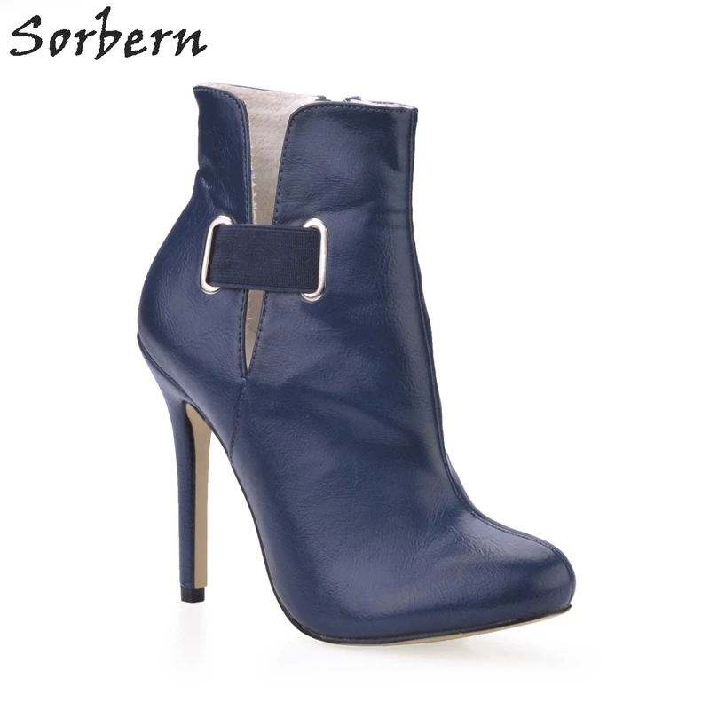 

Sorbern Faux Fur Inner Ol Women Shoes Short Boots Ankle High Heels Small Round Toe Stilettos Warm Winter Shoes Womens Black Boot