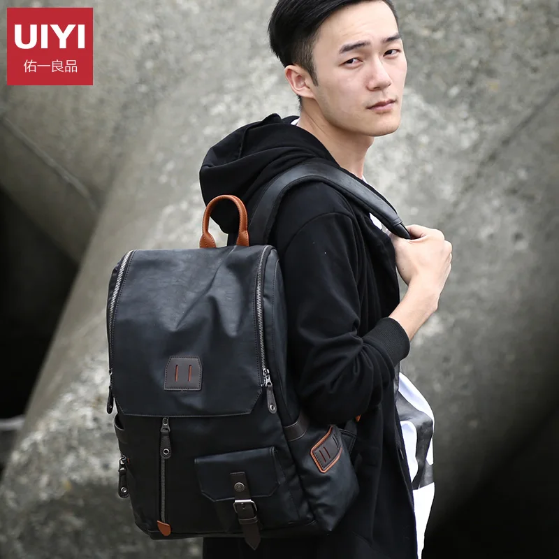 

UIYI Brand New Design Men's PU Leather Backpack Fashion Men Computer Backpacks Waterproof Bags for Men Casual Travel Bags 2018