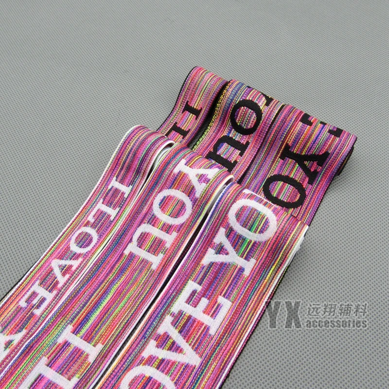 

6meters 25mm 40mm 50mm wide elastic webbing with logo Jacquard stretchy bands for clothes skirt belt diy acessories