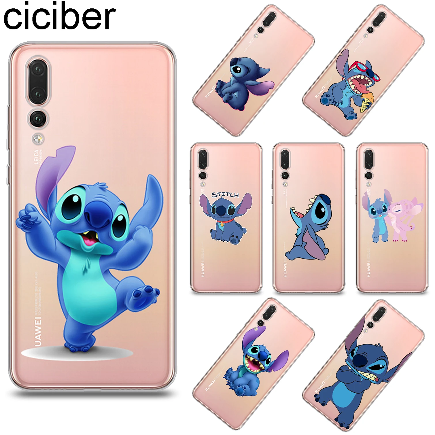 

ciciber Cute Cartoon Stitch Cover for Huawei P30 P20 Pro Lite Soft TPU Phone Case for P10 P9 P8 Plus Lite mini P Smart 2019 2017