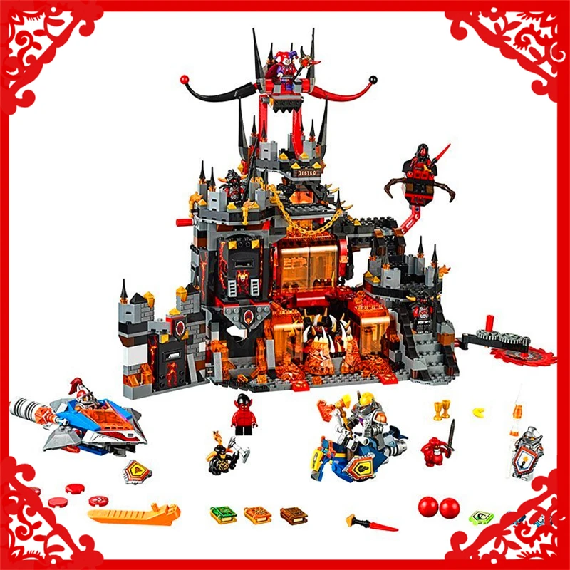 

LEPIN 14019 1244Pcs Nexo Knights Axl Jestros Volcano Lair Marvel Building Block DIY Toys For Children Compatible Legoe