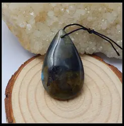 Натуральный камень ювелирные изделия в форме груши лабрадоритовое ожерелье кулоны 38x22x8 мм 10,5g Лабрадорит капли воды Цепочки и ожерелья