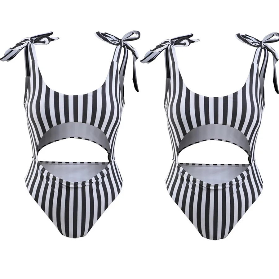 2019 woman swimsuit for surfing Sexy one-piece waist surf suit striped lace beach surf suit summer seaside surf wetsuit 40M16 (9)