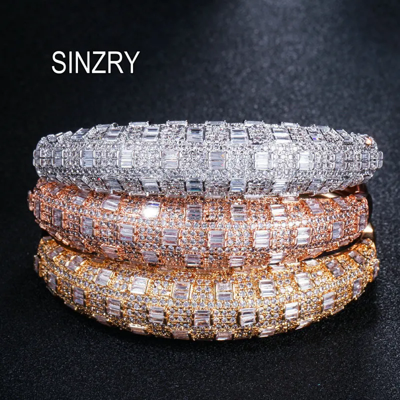 

SINZRY new Cubic zirconia bridal charm bangles lady creative arch vintage CZ geometry dazzling cuff bangle girl jewelry gift