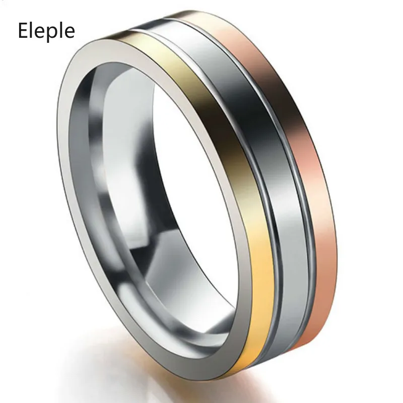 

Eleple New Three-color Titanium Steel Rings for Women Yellow White Rose Gold Color Simple Rings Manufacturers Wholesale S-R175