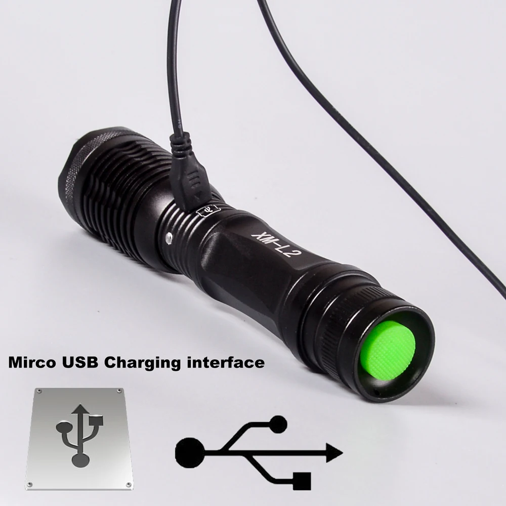 POPPAS Micro USB 1300LM CREE XM L2 чипы фонарик светодио дный светодиодный Масштабируемые