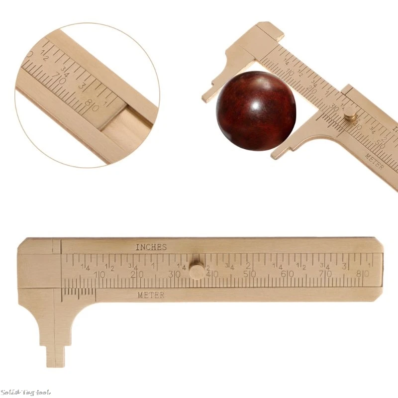 Mini Brass Sliding Gauge Vernier Caliper 80mm 3.25inch Pocket Ruler Double Scale 4XFDCalipers