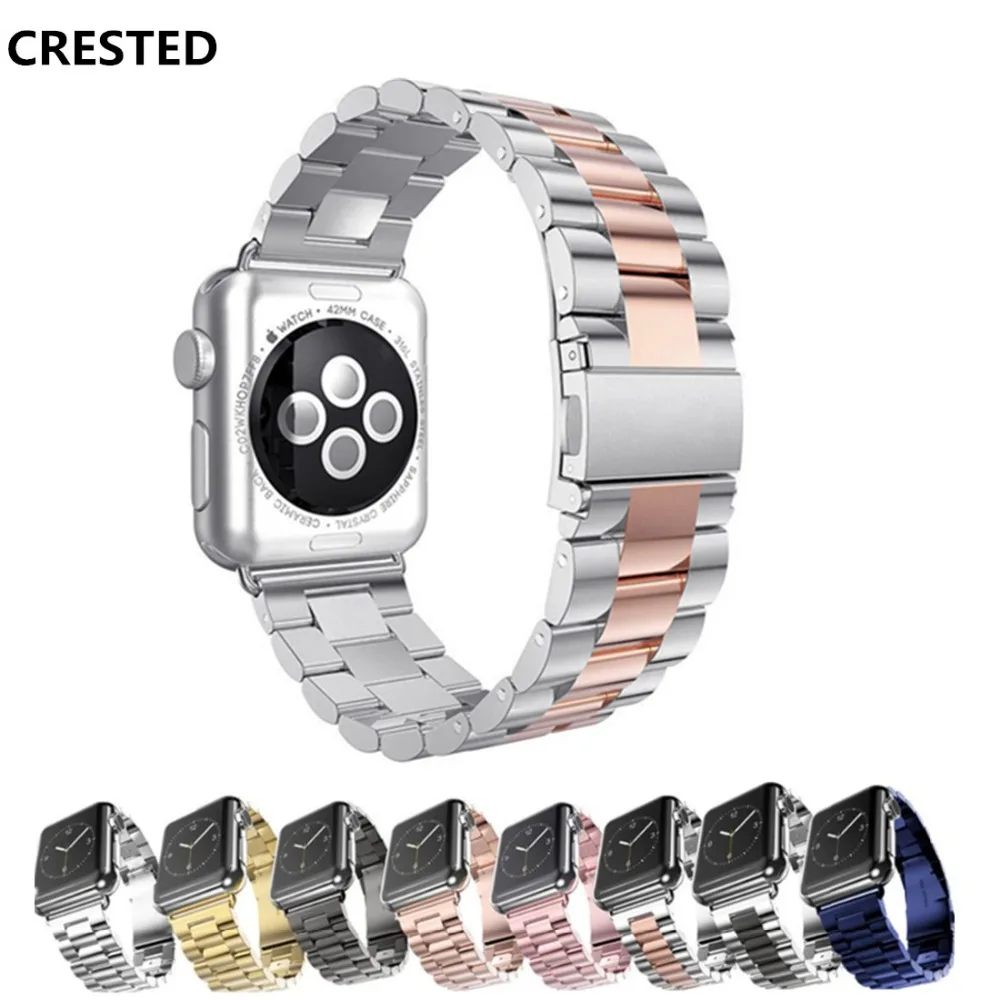 

CRESTED Link bracelet For Apple watch band 42mm 38mm iwatch straps series 3/2/1 Stainless steel wrist bands belt Watchband