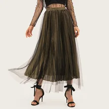 Wasteheart Gold Summer Women Skirts Fashion Sexy High Waist Mid-Calf Long Skirt Clothing Plus Size S M L XL XXL Office Plus Size