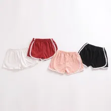 Шорты для маленьких девочек, хлопковые летние однотонные шорты принцессы