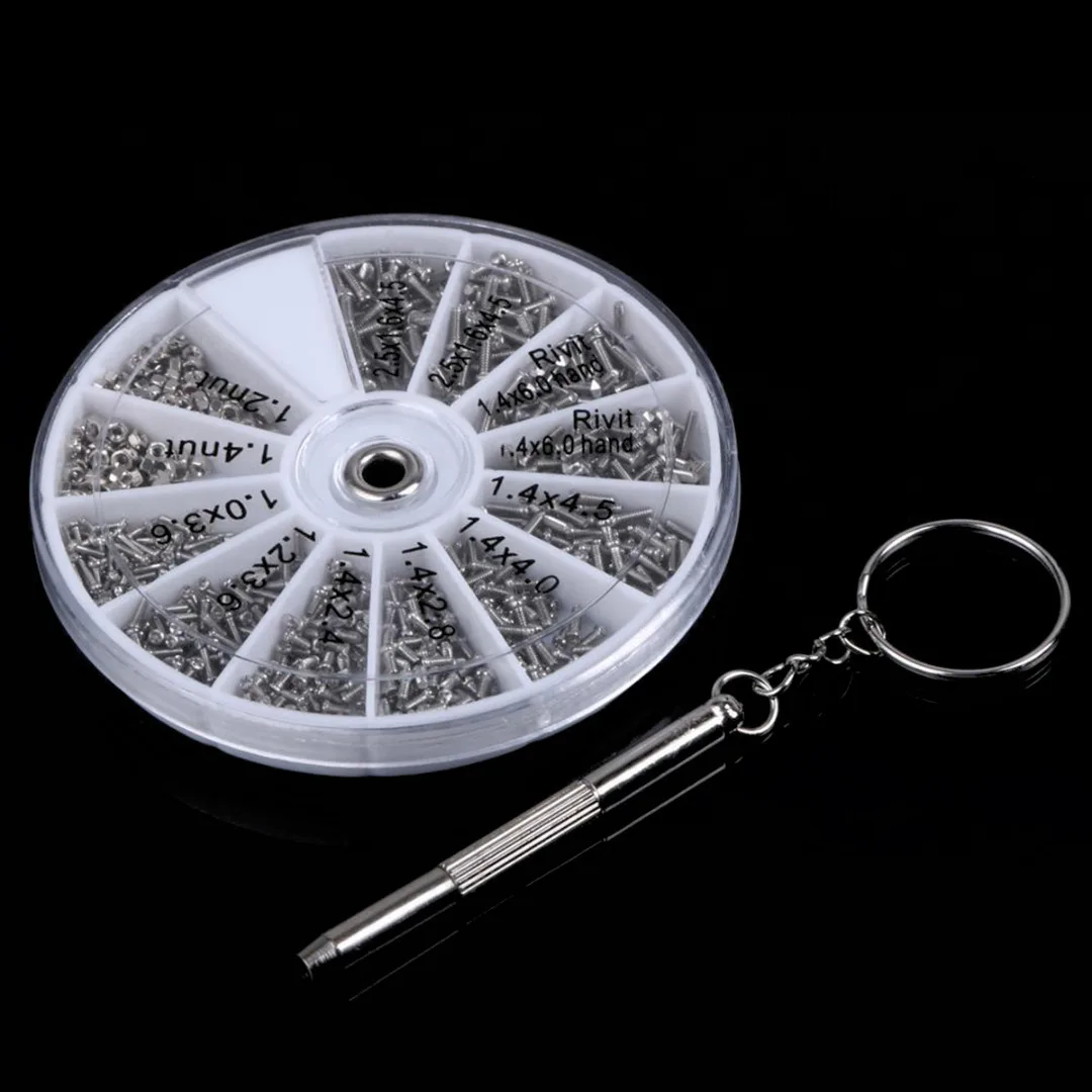 600Pcs Stainless Steel Screws Nuts 12 Kinds Tiny Hex Glasses Sunglass