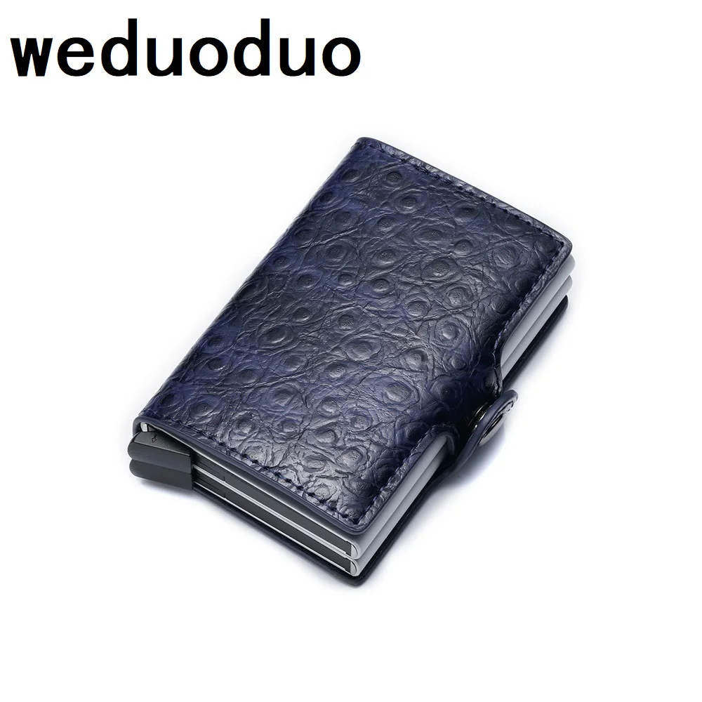 

Weduoduo Metal Card Holder RFID Blocking Leather Business ID Credit Cardholder 2019 Men Thin Double Aluminium Wallet Mini Purse