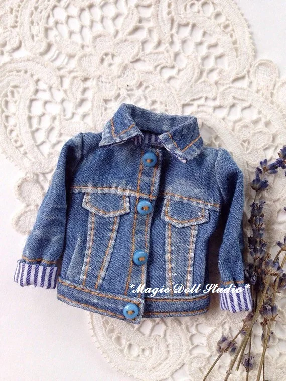 

[MG658] Free Shipping Neoblythe Clothes # Demin Jacket fit for Blyth Jerryberry Azone OB24 Doll Outfits for Wholesale