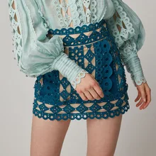 Новое поступление белые/синие женские кружевные юбки Открытые Сексуальные женские юбки