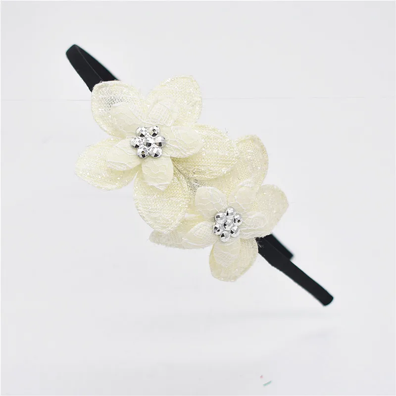 Solid Color flowers Hairbands Hair Hoop Kids Beautiful pearl Headband Princess Headwear Head hoop girl Hair Accessories - Цвет: 7