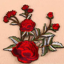 12 шт DIY красная роза вышивка цветок швейная одежда цветок вышитый патч Железо на патч наклейки значок швейная ткань