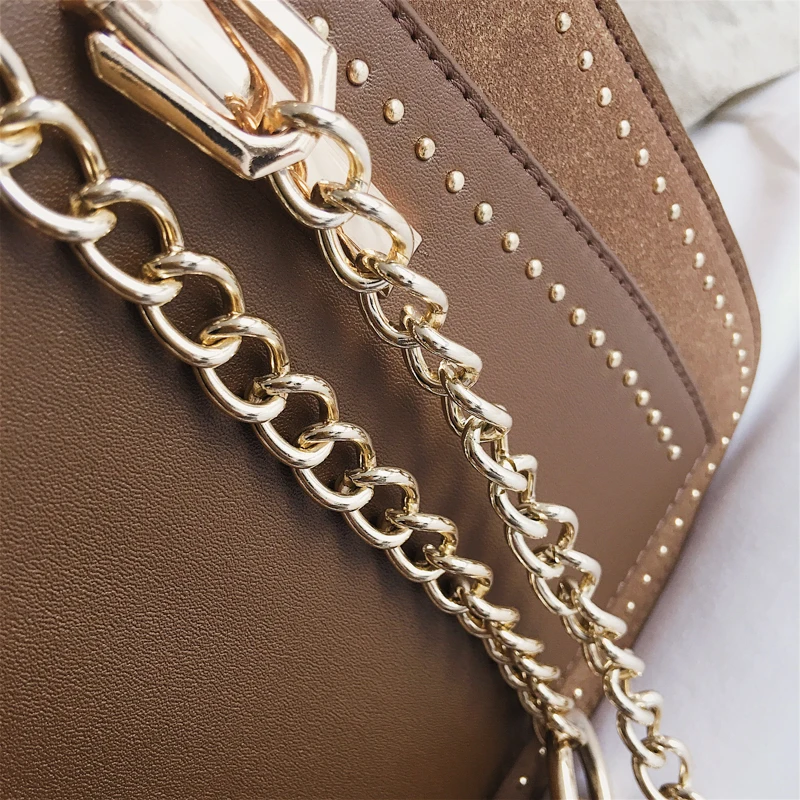 Bolso de mano con remaches de lujo para mujer, bolso de mano con cadena de Metal de marca de diseñador, bolso cruzado de cuero PU Casual