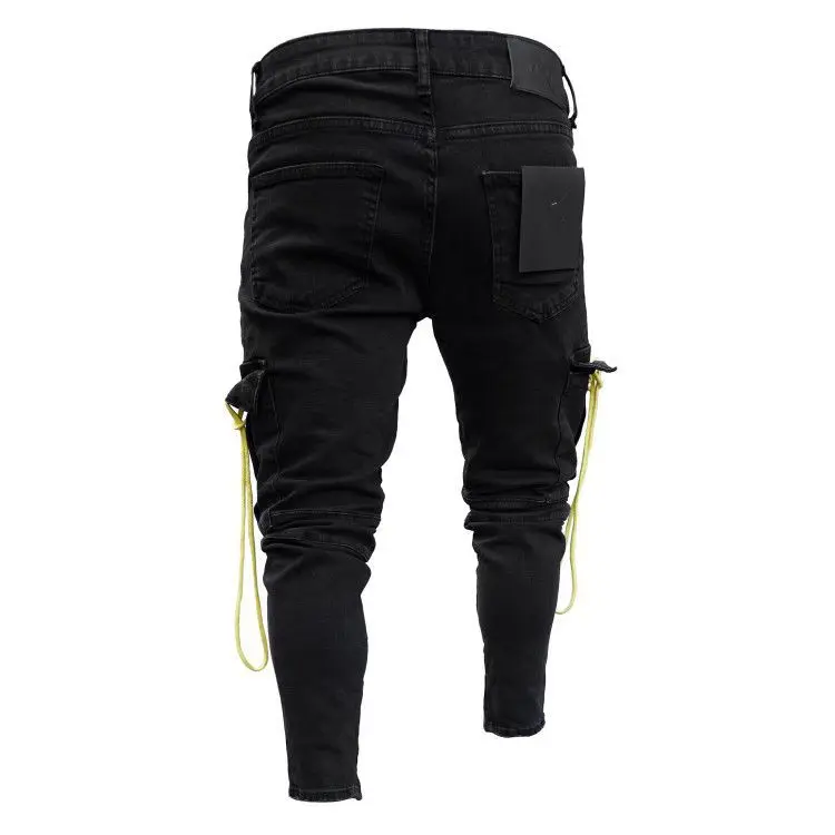 Modis Pantalones Vaquero Hombre черные джинсы мужские джинсовые комбинезоны с несколькими карманами рабочие брюки мужские готические черные рваные джинсы мужские