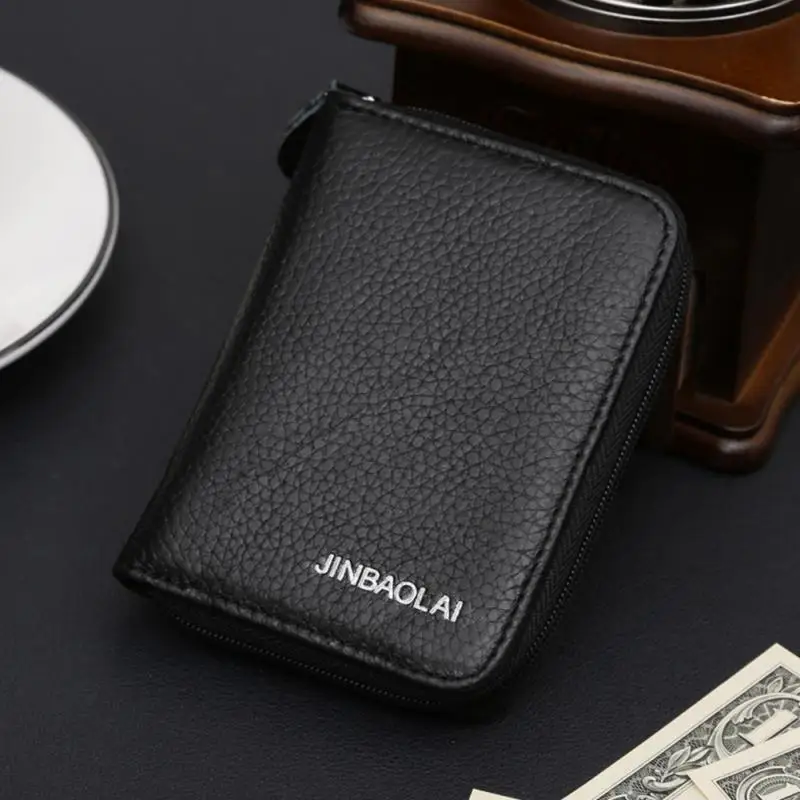 

Simple Coin Purse PU Cover Solid Zipper Mini Men Women Money Change Casual Large Capacity 2 Large Pockets Inside