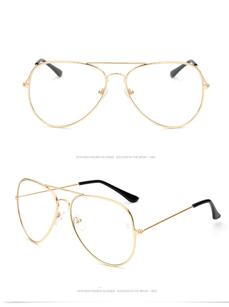 Рамка сплава прозрачные линзы классический бренд авиации Оптические солнцезащитные очки Для женщин мужские Солнцезащитные очки металлический каркас