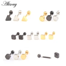 Alisouy, треугольные круглые серьги-гвоздики из нержавеющей стали, серьги-гвоздики для пирсинга, модные мужские спиральные пирсинг, ювелирные изделия, brincos bijoux