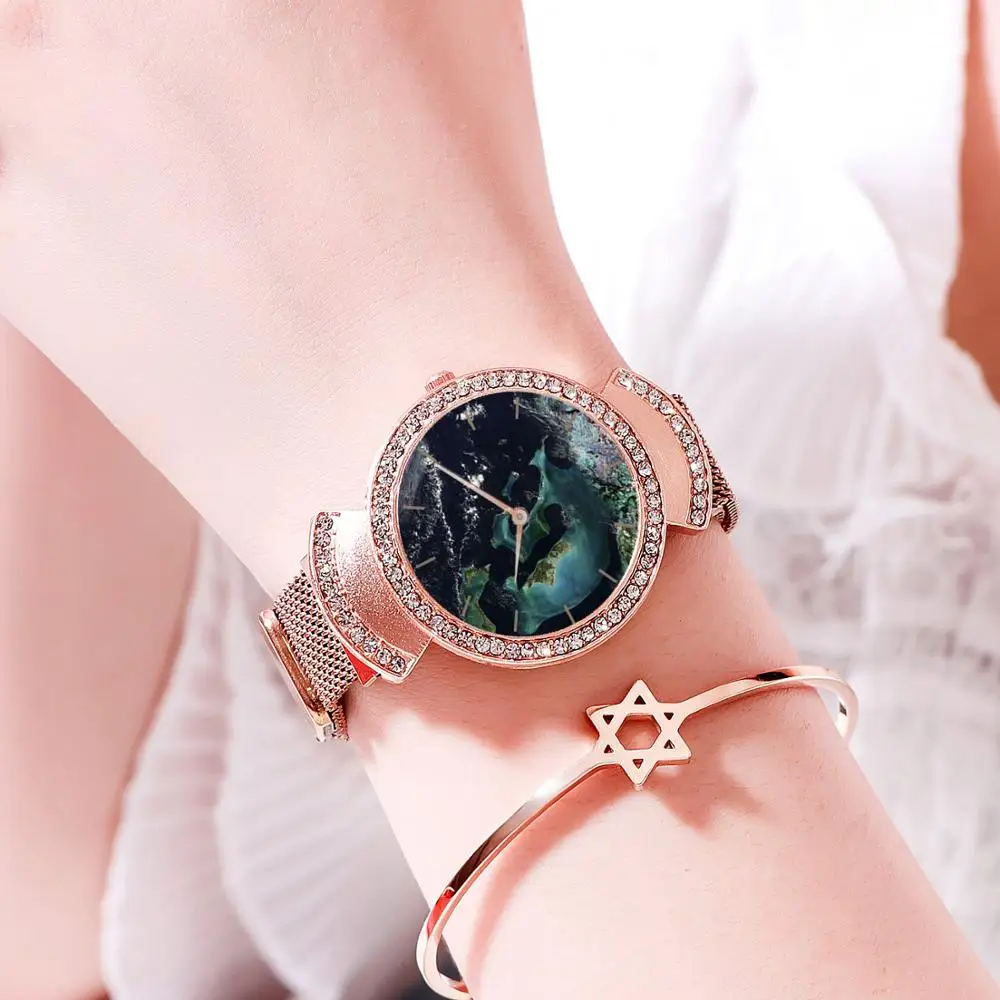 

REOULIONS new coral shell fashion retro watch stainless steel mesh belt ROSEGOLD quartz relogio feminino Watches for women 12