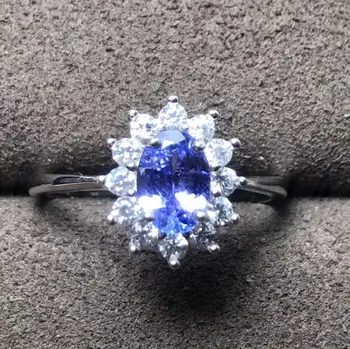 

Tanzanite ring Free shipping Real and natural tanzanite 925 sterling silver 0.5ct gem Fine jewelry #X18060934