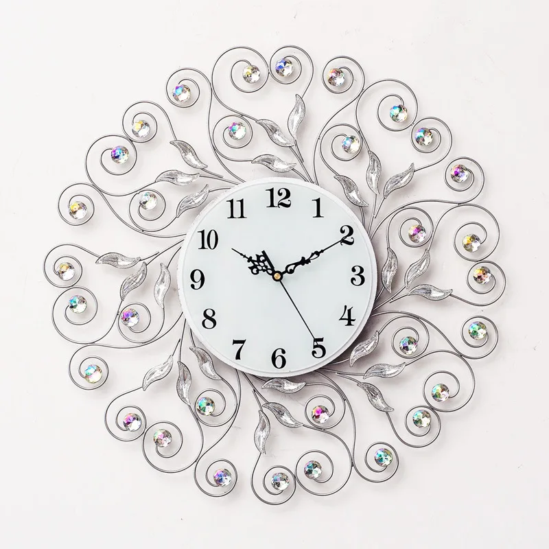 

Large Metal Wall Clock Modern Design Living Room Decoration Iron Art Wall Hanging Clocks Crystal Watch Home Decor Silent 20