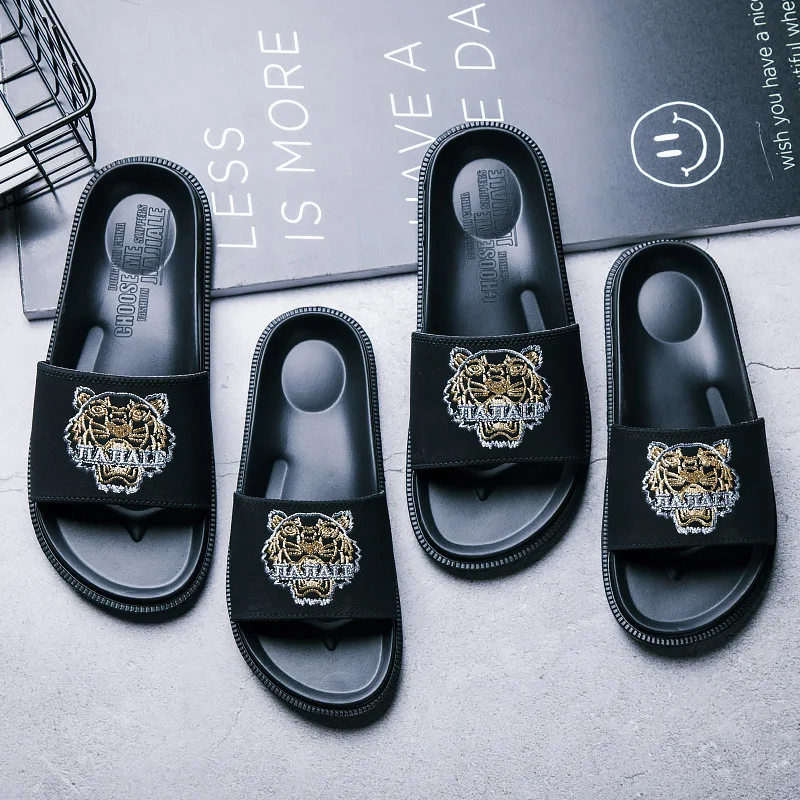 Мужские тапочки открытые сандалии мужская обувь буксировочный Тигр новые летние домашние шлепанцы Мужские размеры 13 мужские шлепанцы с принтами животных - Цвет: Многоцветный