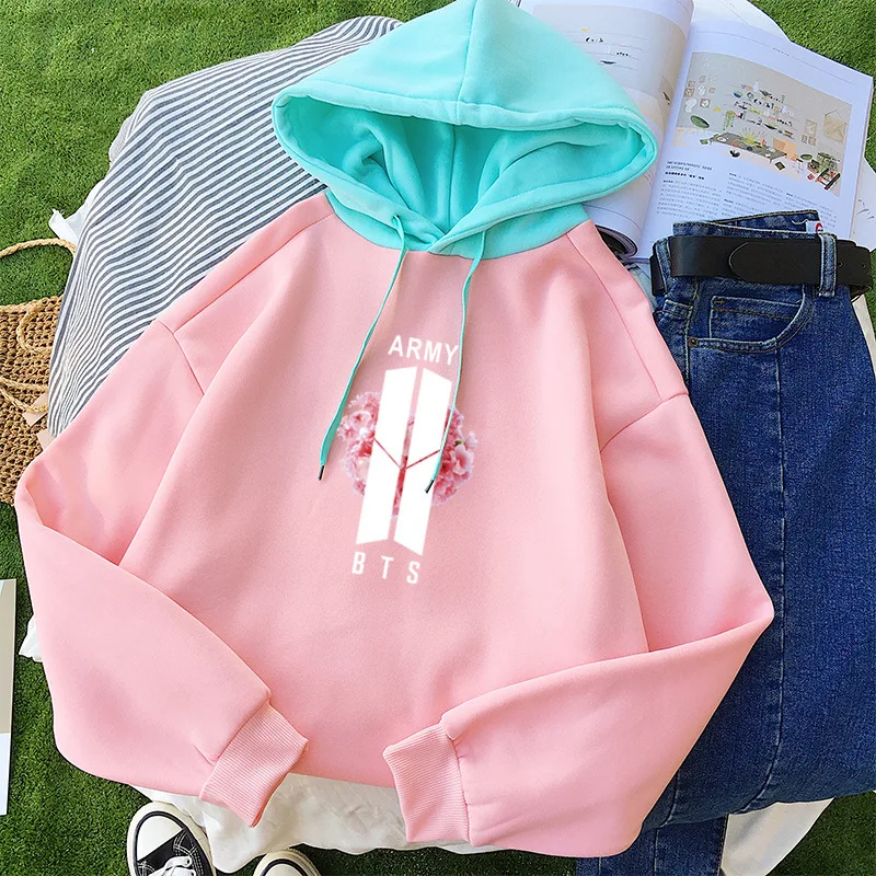 

2019 new KPOP Women Hooded sweatshirt Hip Hop popular K-pop Female Fans Clothes KPOP fashion Two color hoodies M-XL size