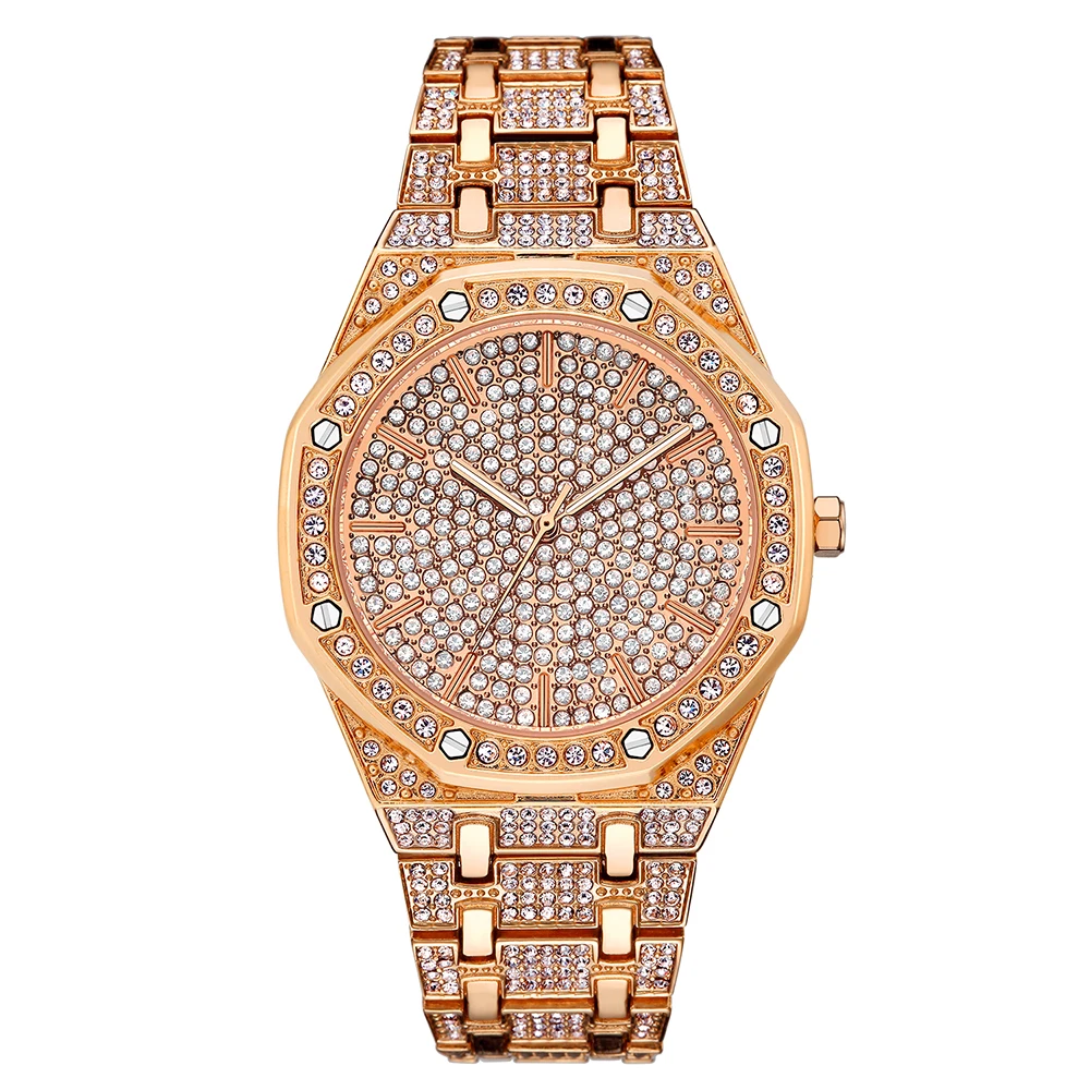 

New Luxury Women Watch Women Dress Watches Fashion Rose Gold Quartz Ladies Watch Big Dial Rhinestone Wristwatches reloj mujer