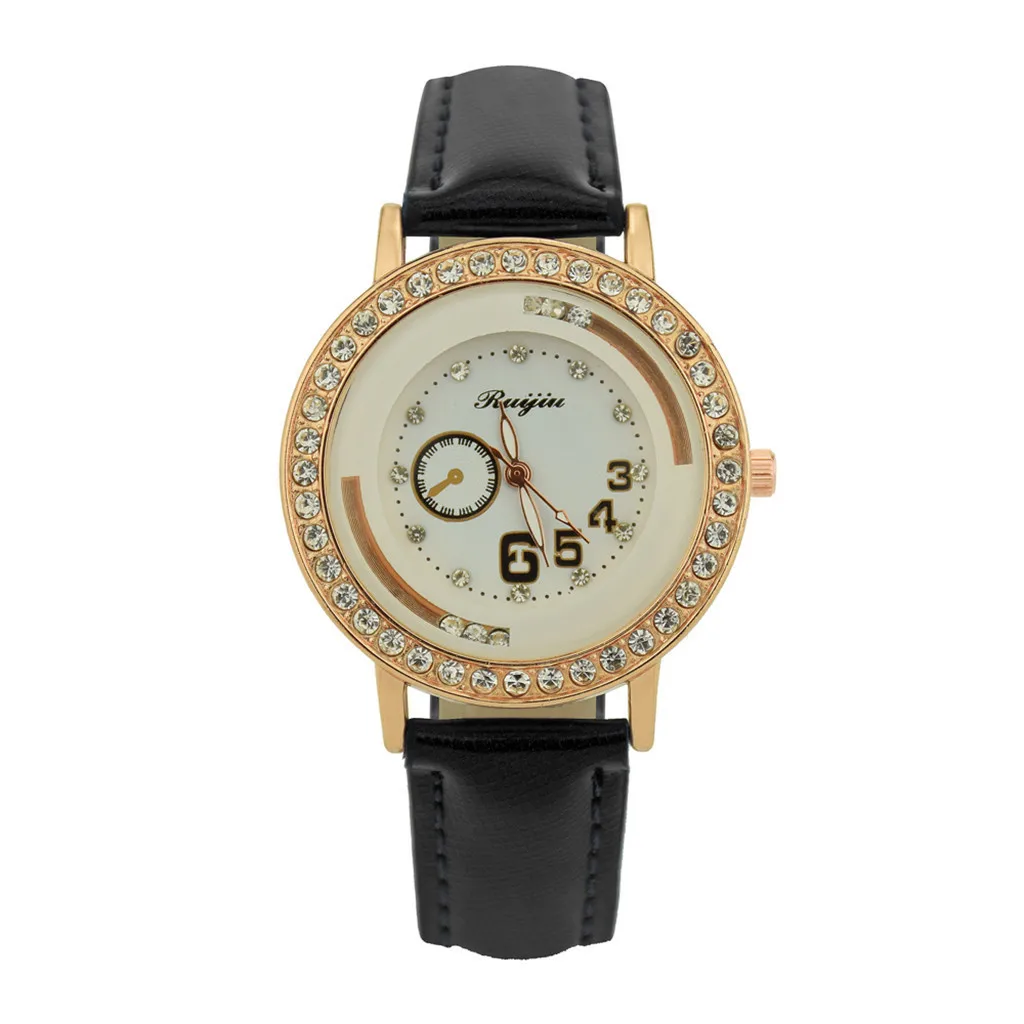 Роскошные женские Металлические кварцевые Lether ремень циферблат с бриллиантом для женщин часы relogio feminino цифровой женские часы 2019 кожа