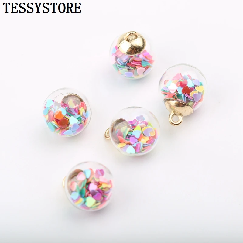 

16mm Transparent Glass Ball Small Pendant With Small Loving Heart Inside Pendant For Jewelry Making Necklace Earring Accessories