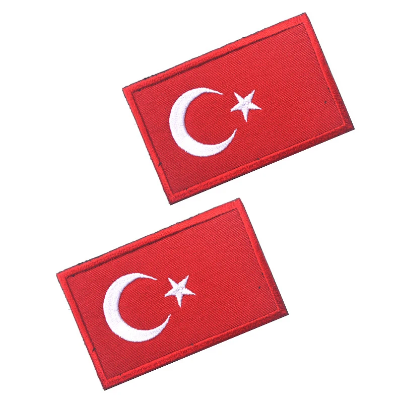 

5pcs/lot High Quality Embroid TURKEY Turkish Country Flag patches hook tactical military combat patch morale for jacket vest