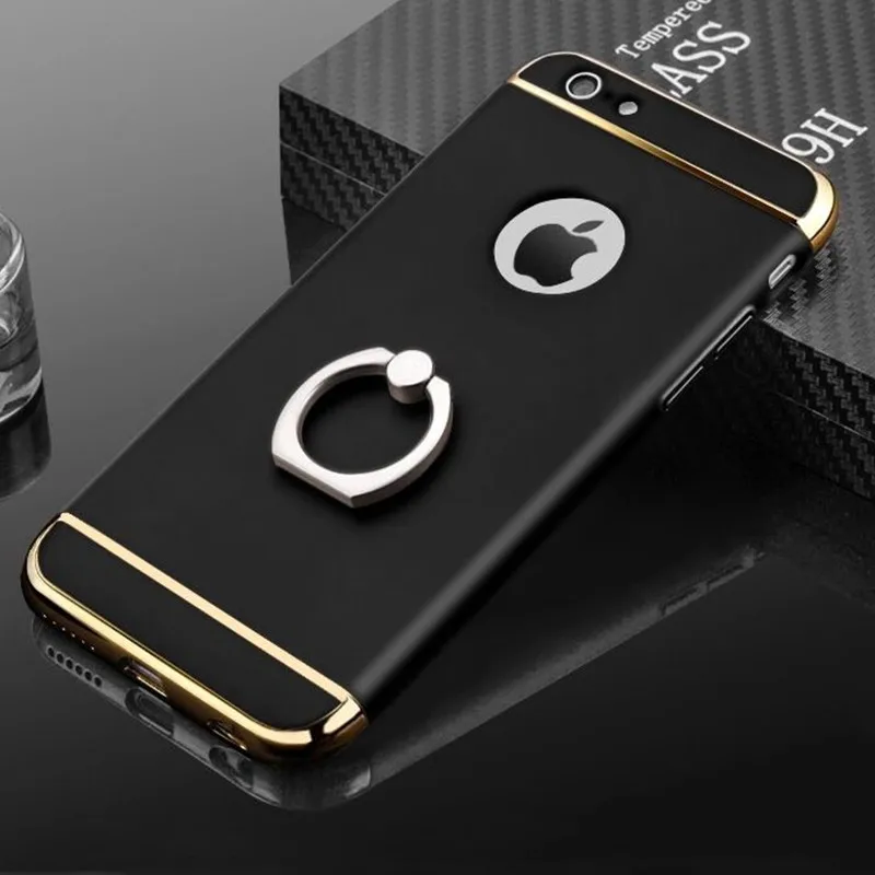 Высокоглянцевый Гальванизированный пластиковый чехол для iphone 7 8 plus 5 5S SE 3 в 1